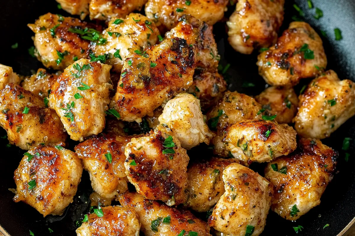 Garlic Butter Chicken Bites Ready to Serve