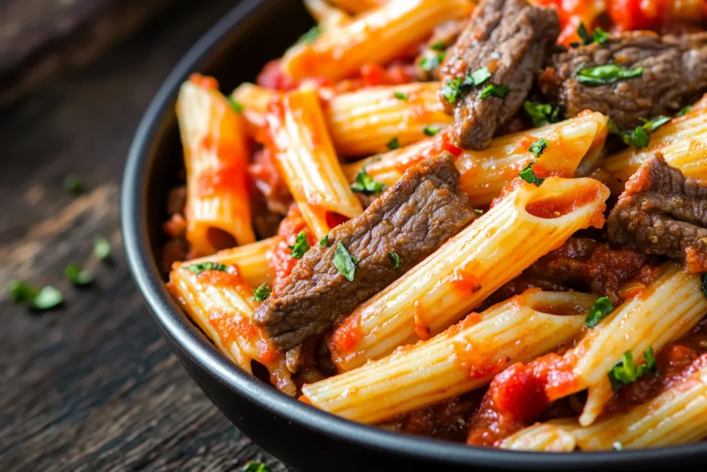 Hearty Beef Pasta with Tomato Sauce Recipe for Dinner