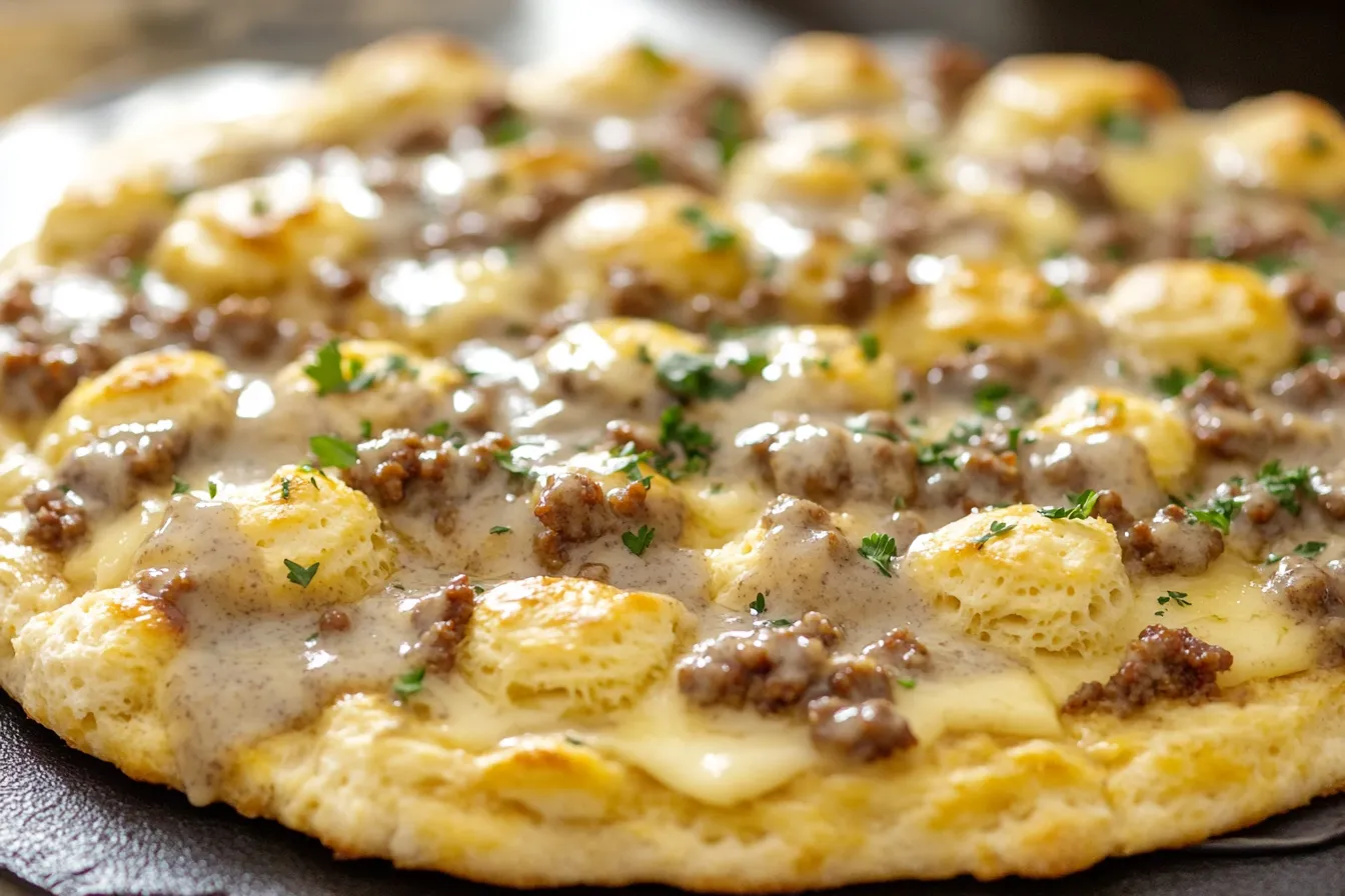Biscuits & Sausage Gravy Breakfast Pizza