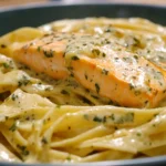 CREAMY GARLIC BUTTER SALMON PASTA