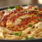 Cajun Chicken over Creamy Parmesan Linguine