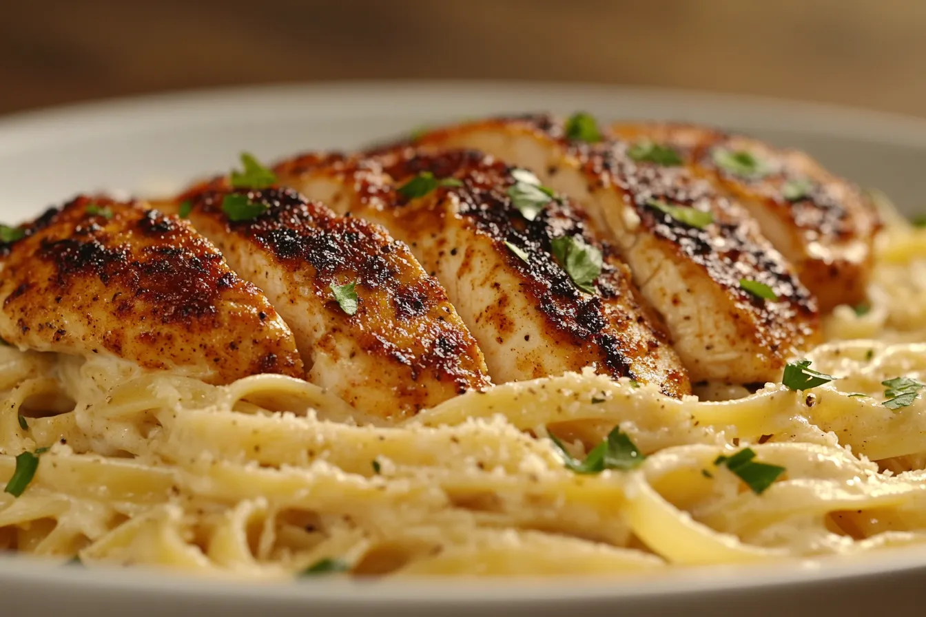 Cajun Chicken over Creamy Parmesan Linguine