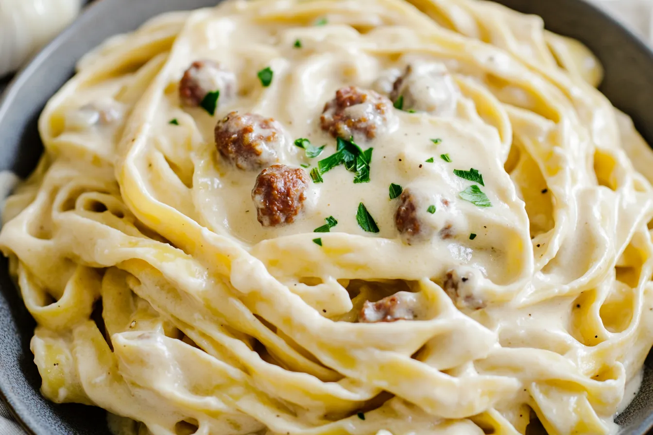 Creamy Italian Sausage Fettuccine Pasta
