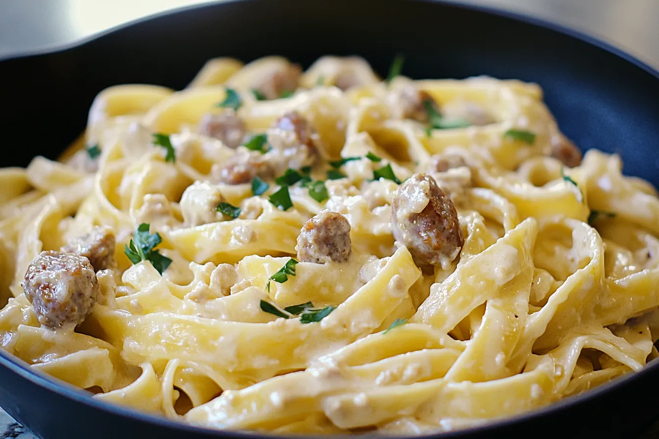Creamy Italian Sausage Fettuccine Pasta