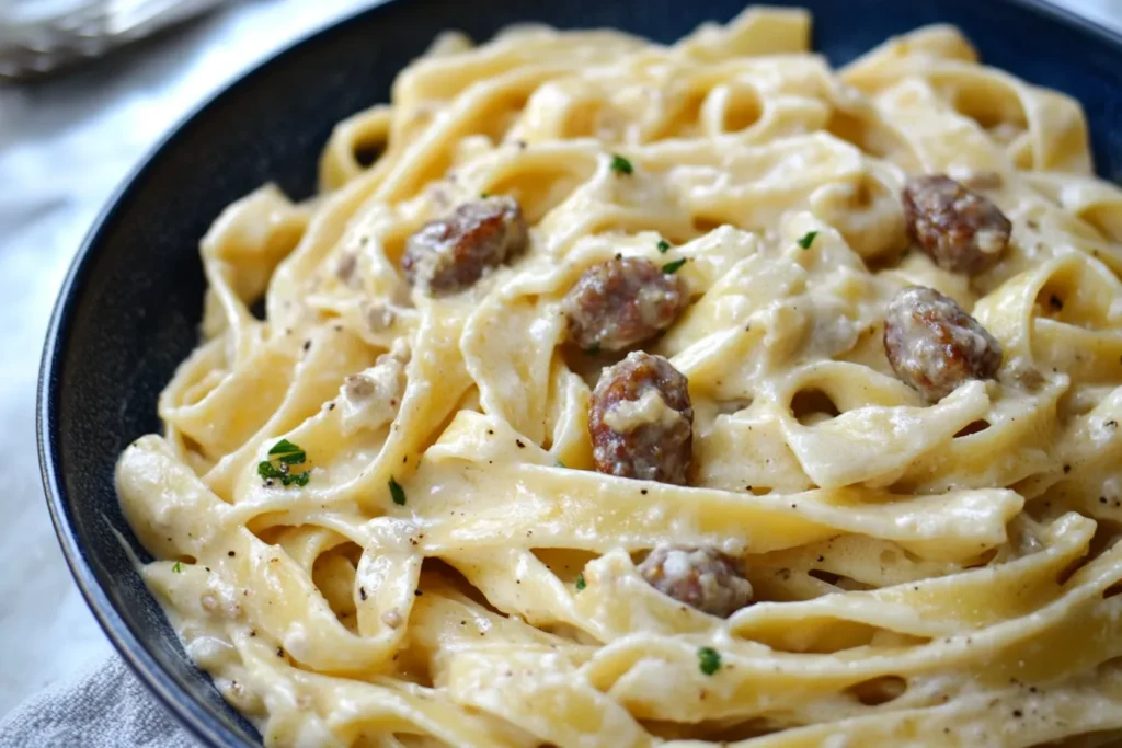 Creamy Italian Sausage Fettuccine Pasta