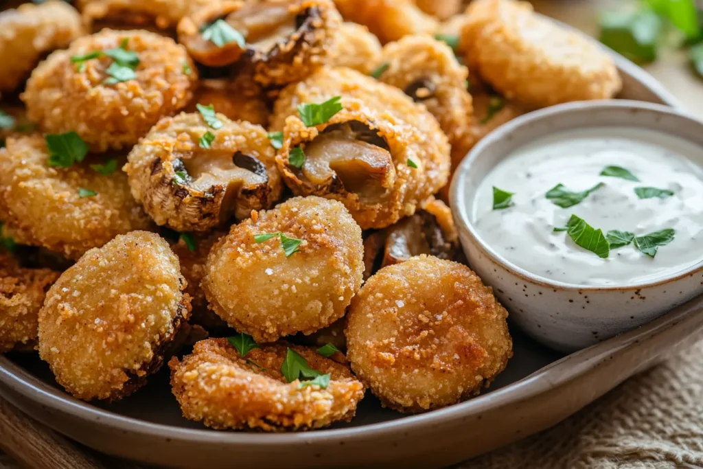 Crispy Fried Mushrooms with Cool Ranch Dip