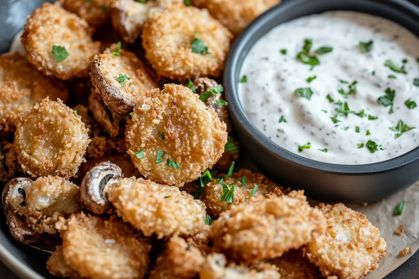 Crispy Fried Mushrooms with Cool Ranch Dip