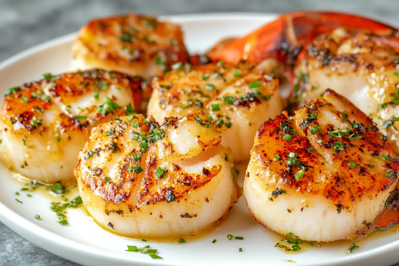 Garlic Butter Lobster and Seared Scallops