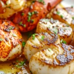 Garlic Butter Lobster and Seared Scallops