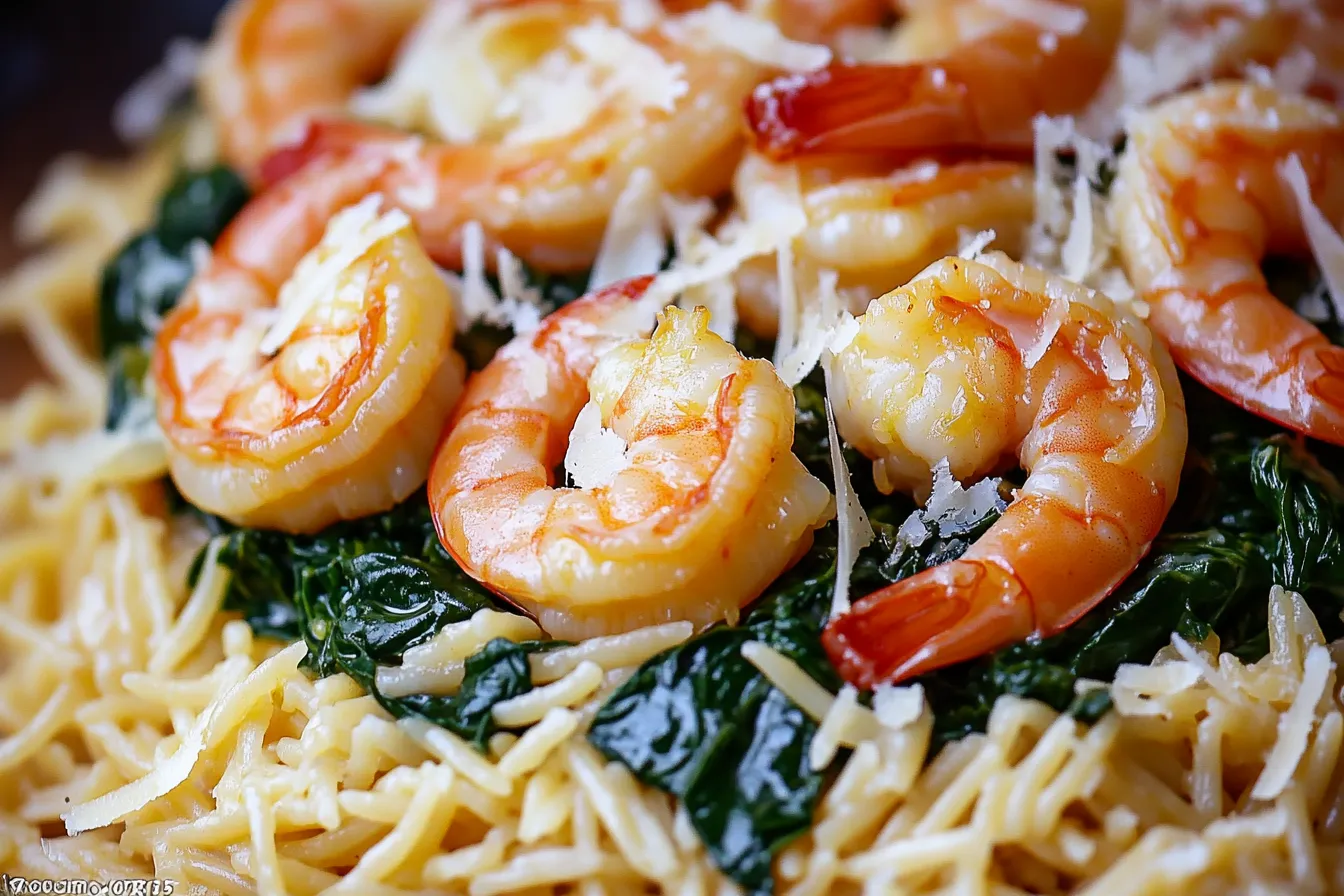 LEMON GARLIC SHRIMP WITH SPINACH ORZO