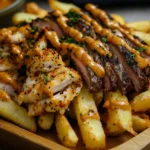 Philly Steak Fries With Seasoned Chicken