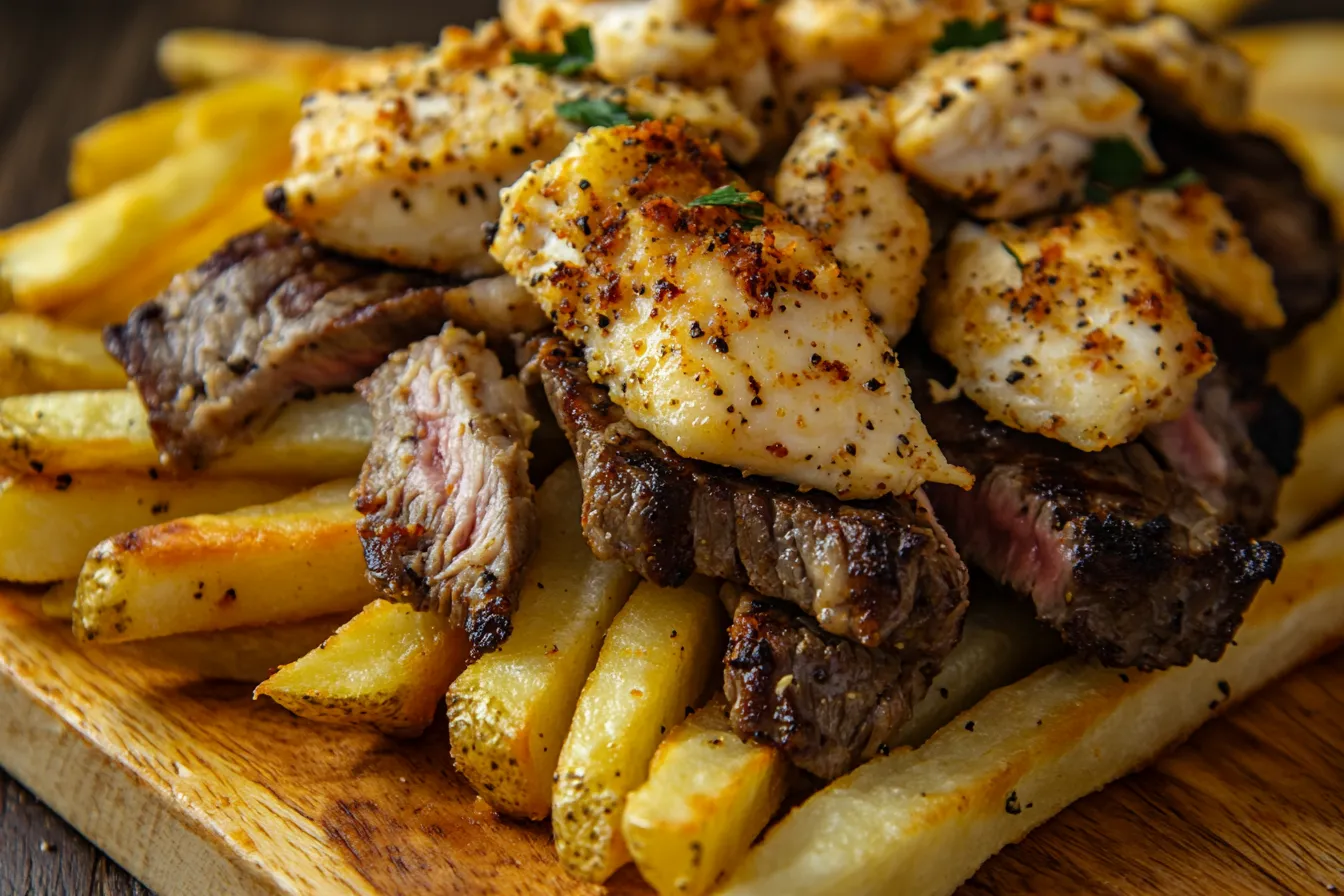 Philly Steak Fries With Seasoned Chicken