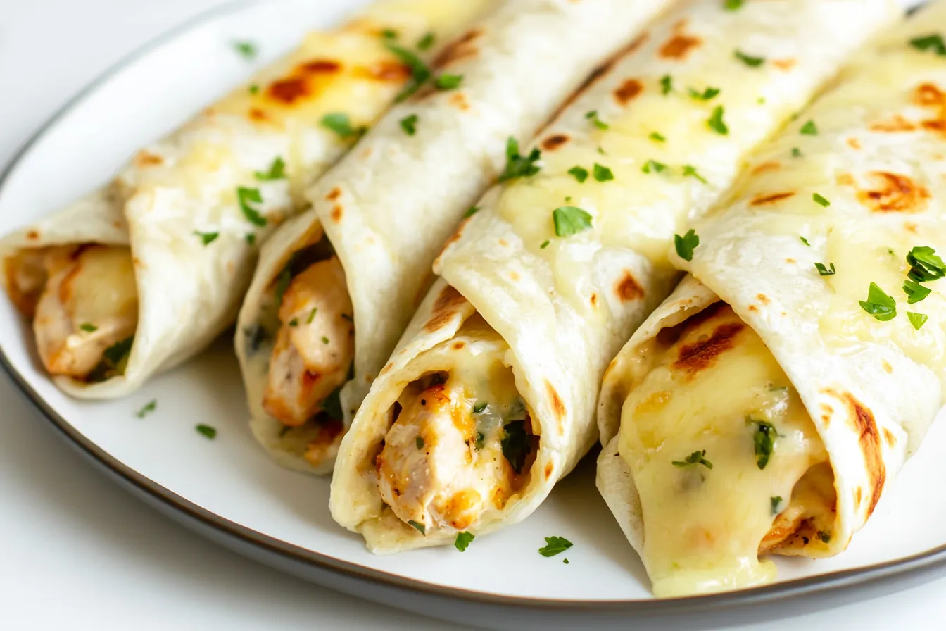 cheesy garlic chicken wraps