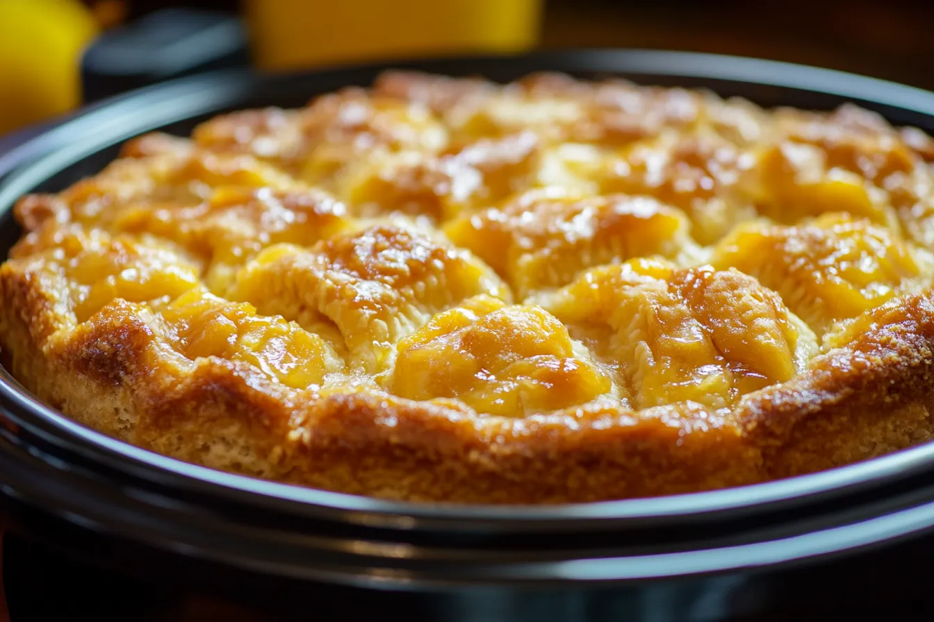 CROCK-POT PEACH DUMP CAKE