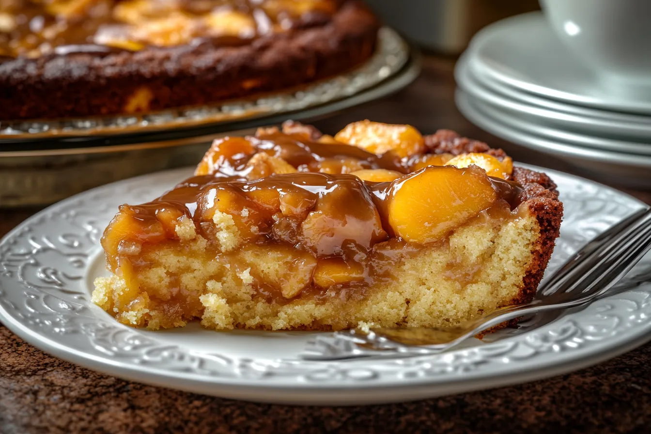 Caramel Peach Dump Cake