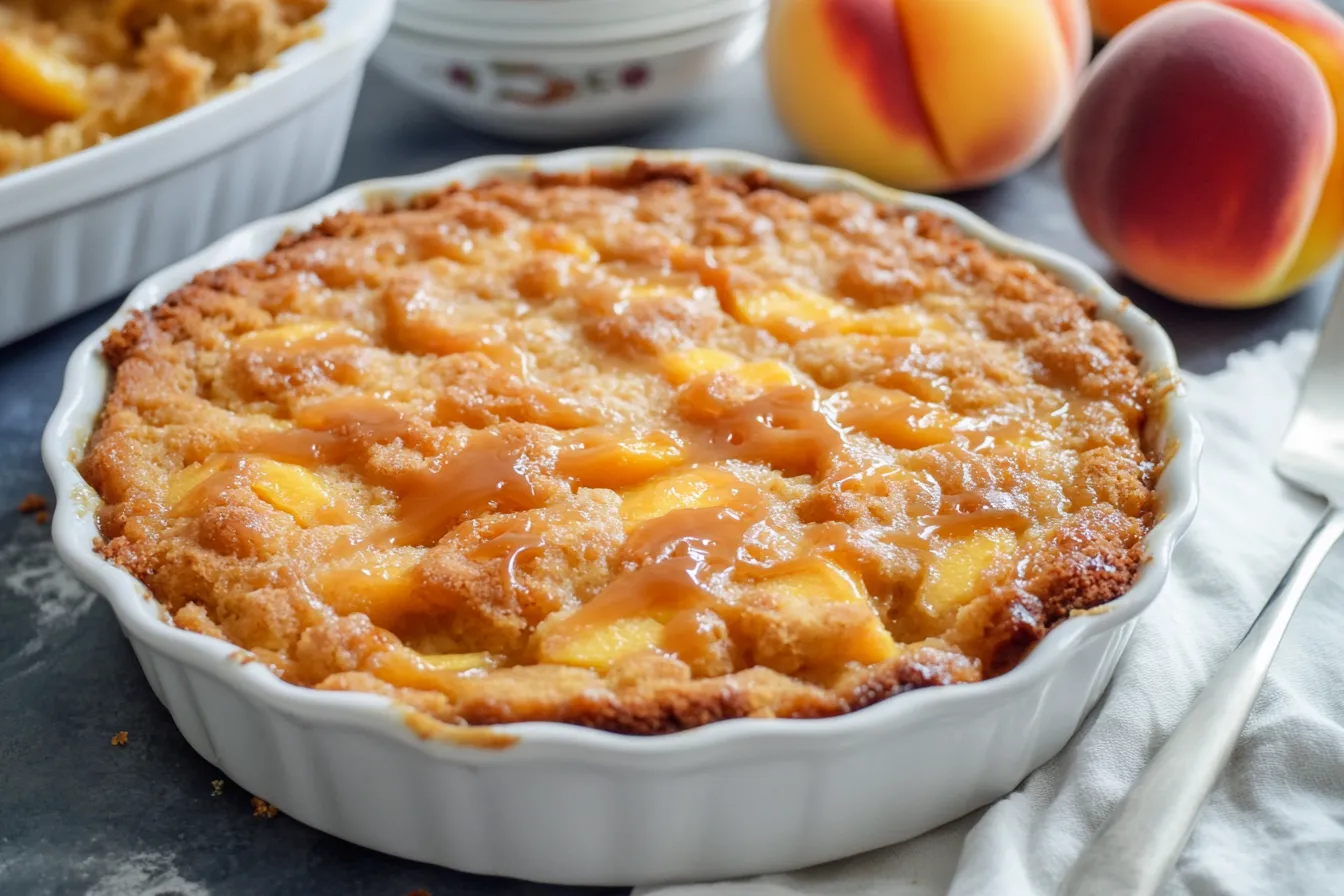 Caramel Peach Dump Cake