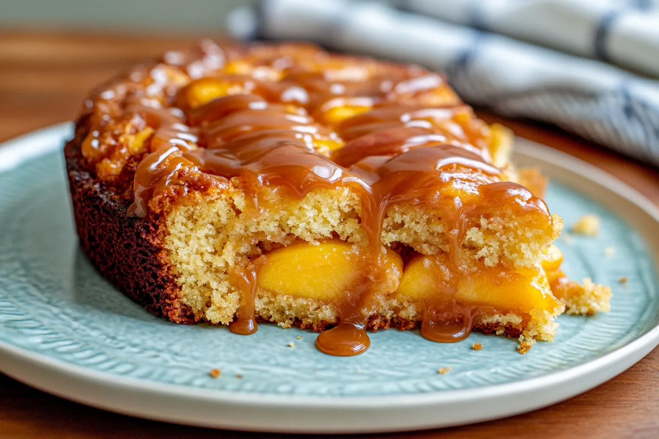 Caramel Peach Dump Cake