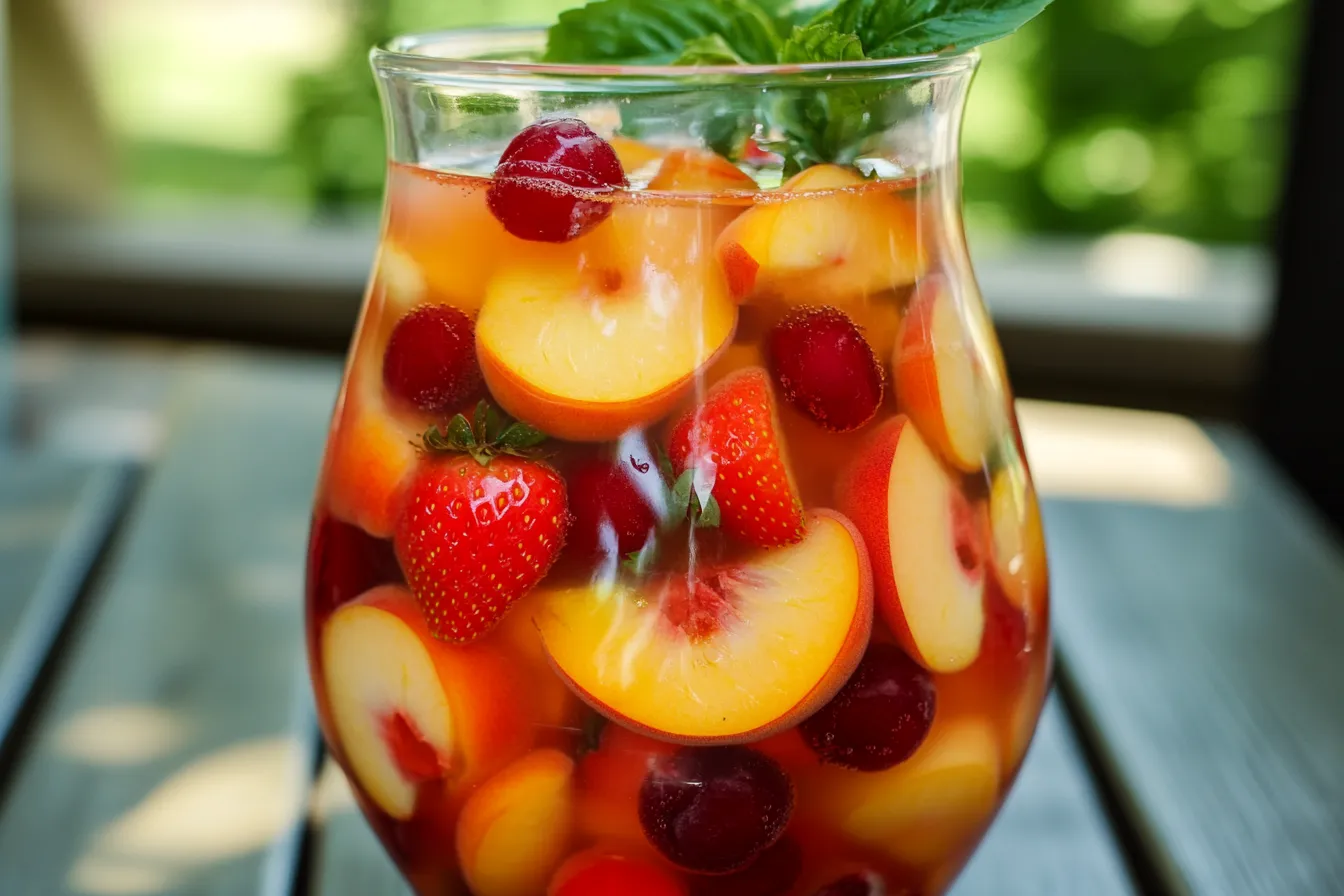 Peach Strawberry Cherry Summer Sangria