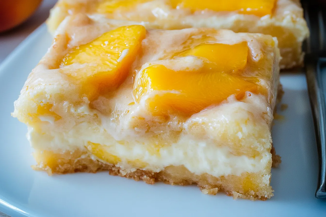 Peaches and Cream Cheesecake Bars