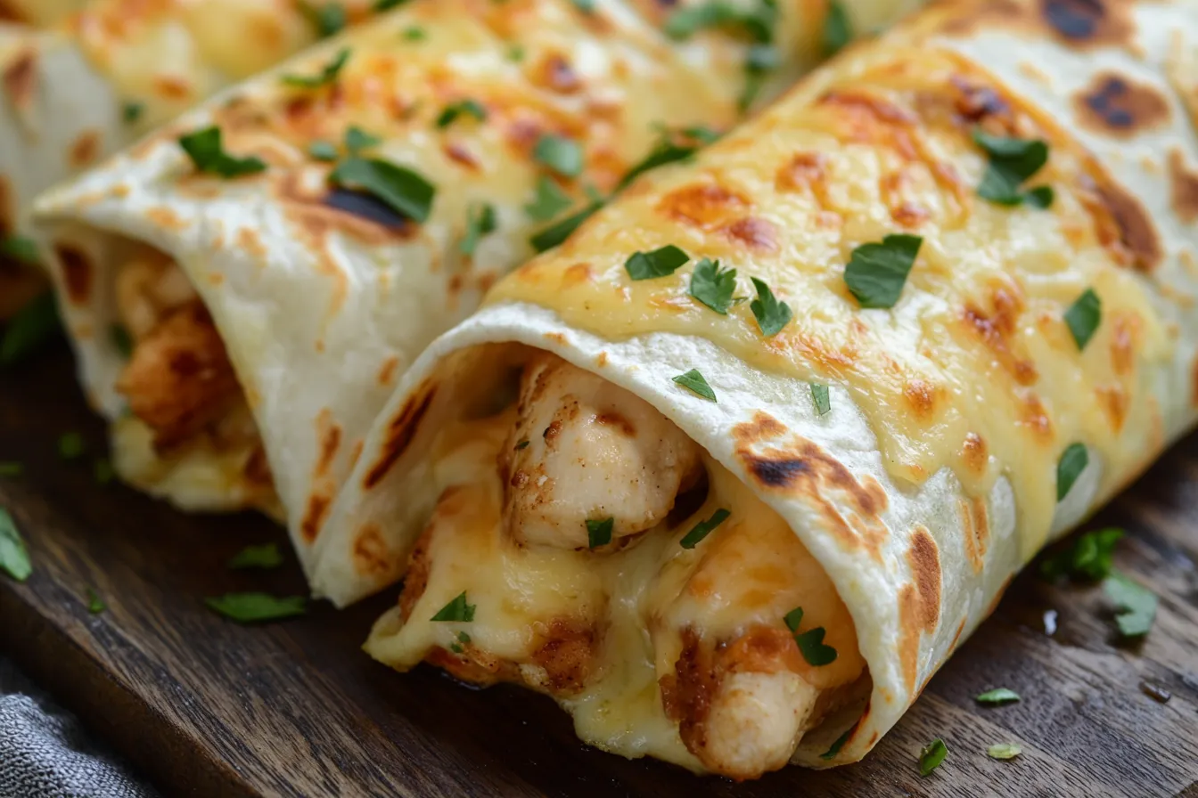 cheesy garlic chicken wraps