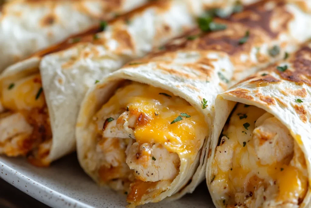 cheesy garlic chicken wraps