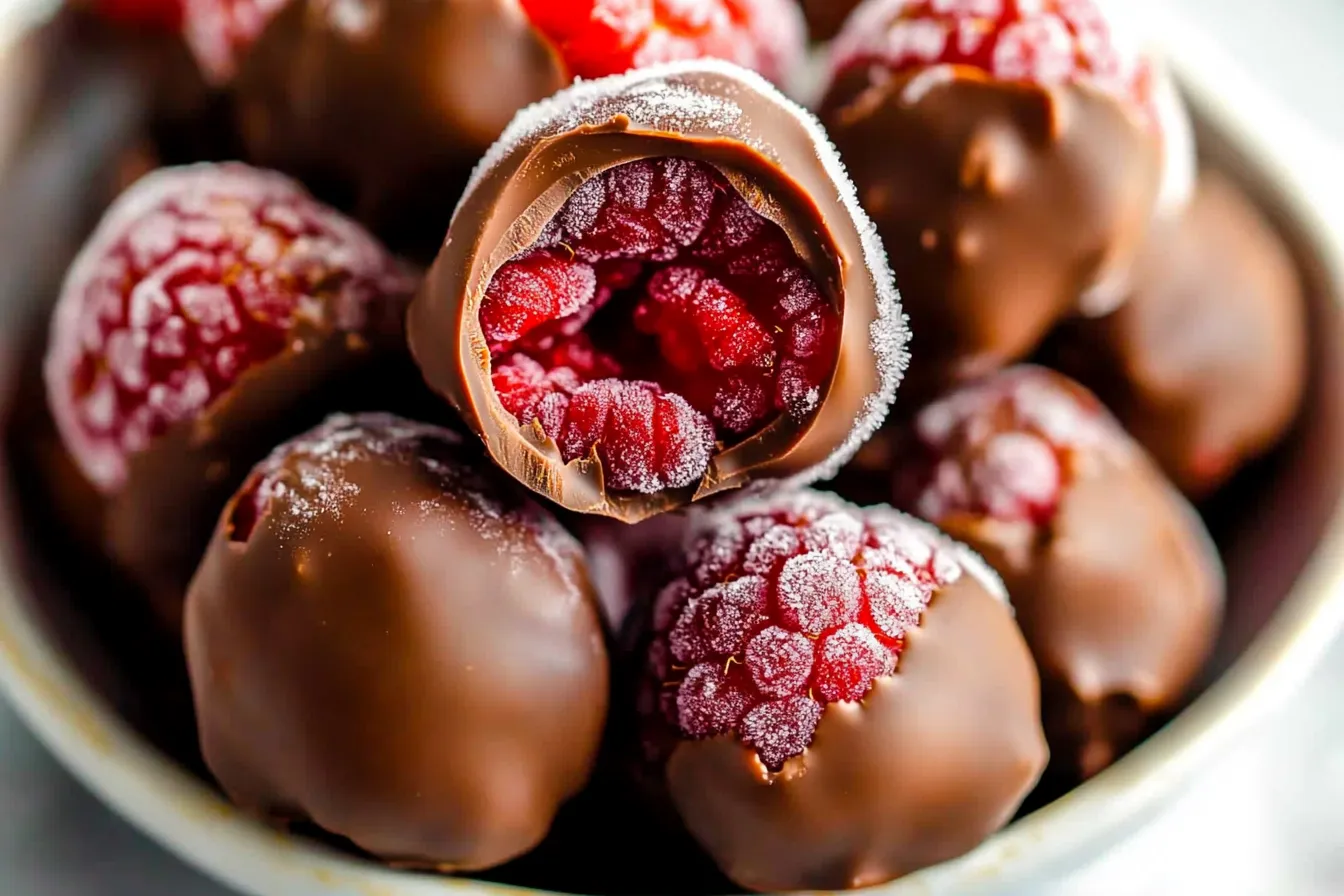 Chocolate Covered Frozen Raspberries