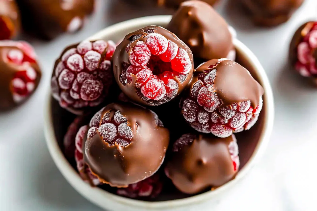 Chocolate Covered Frozen Raspberries