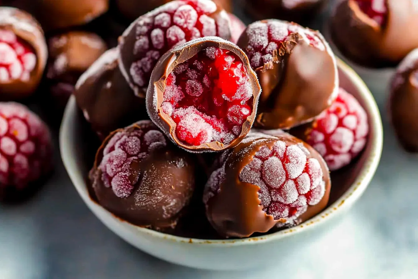 Chocolate Covered Frozen Raspberries