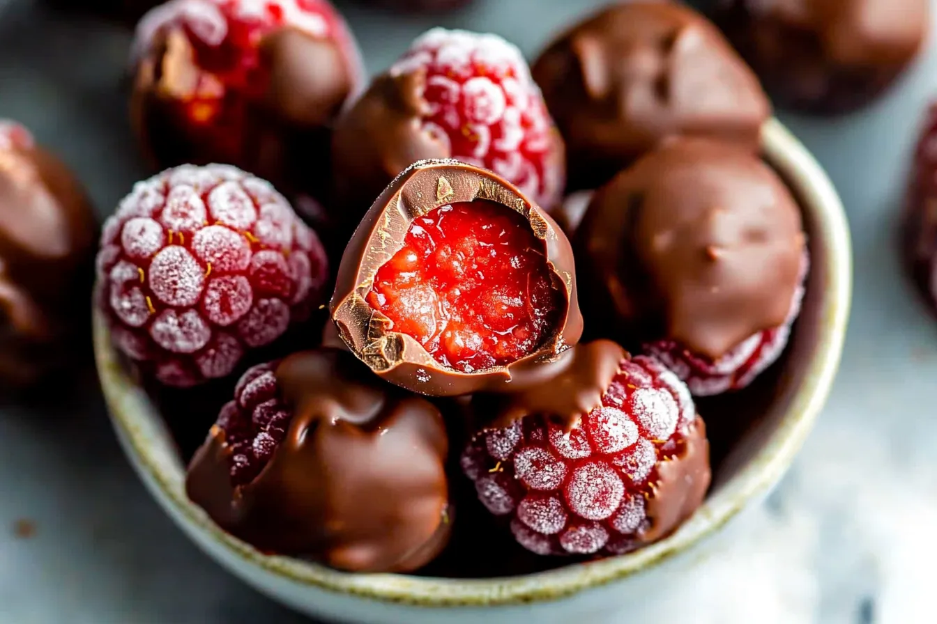 Chocolate Covered Frozen Raspberries