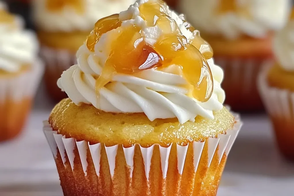Honey Peach Cream Cheese Cupcakes