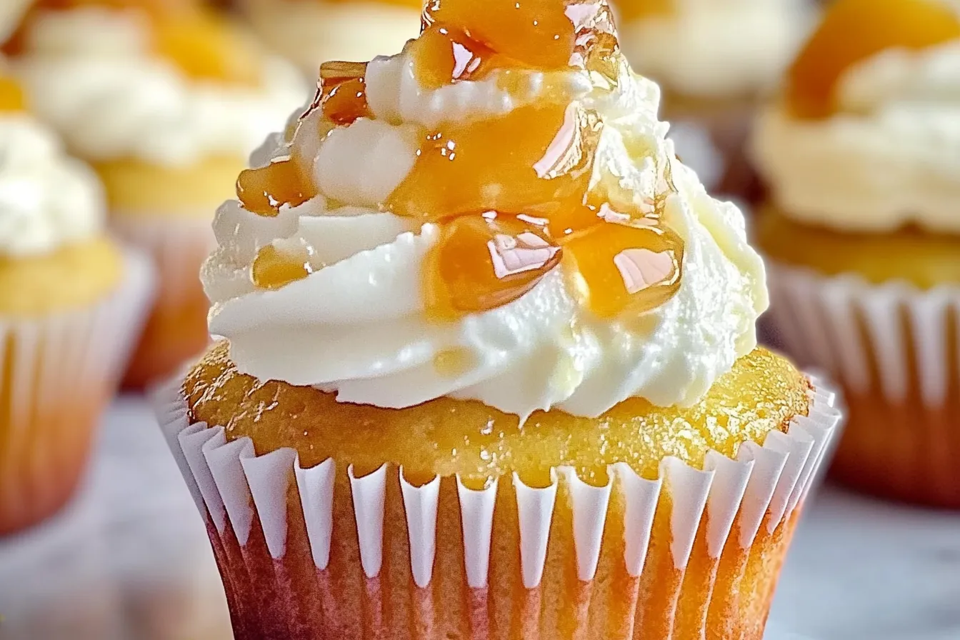 Honey Peach Cream Cheese Cupcakes