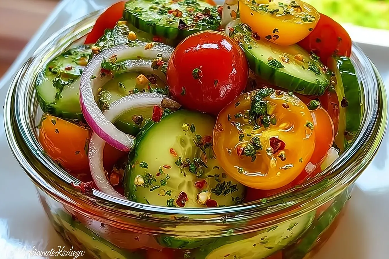 Marinated Cucumbers, Onions, and Tomatoes