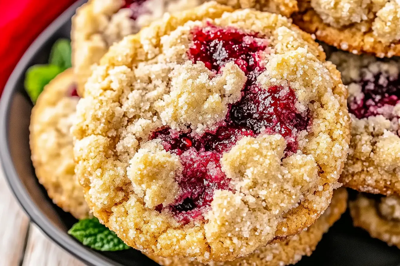 RASPBERRY CRUMBLE COOKIES