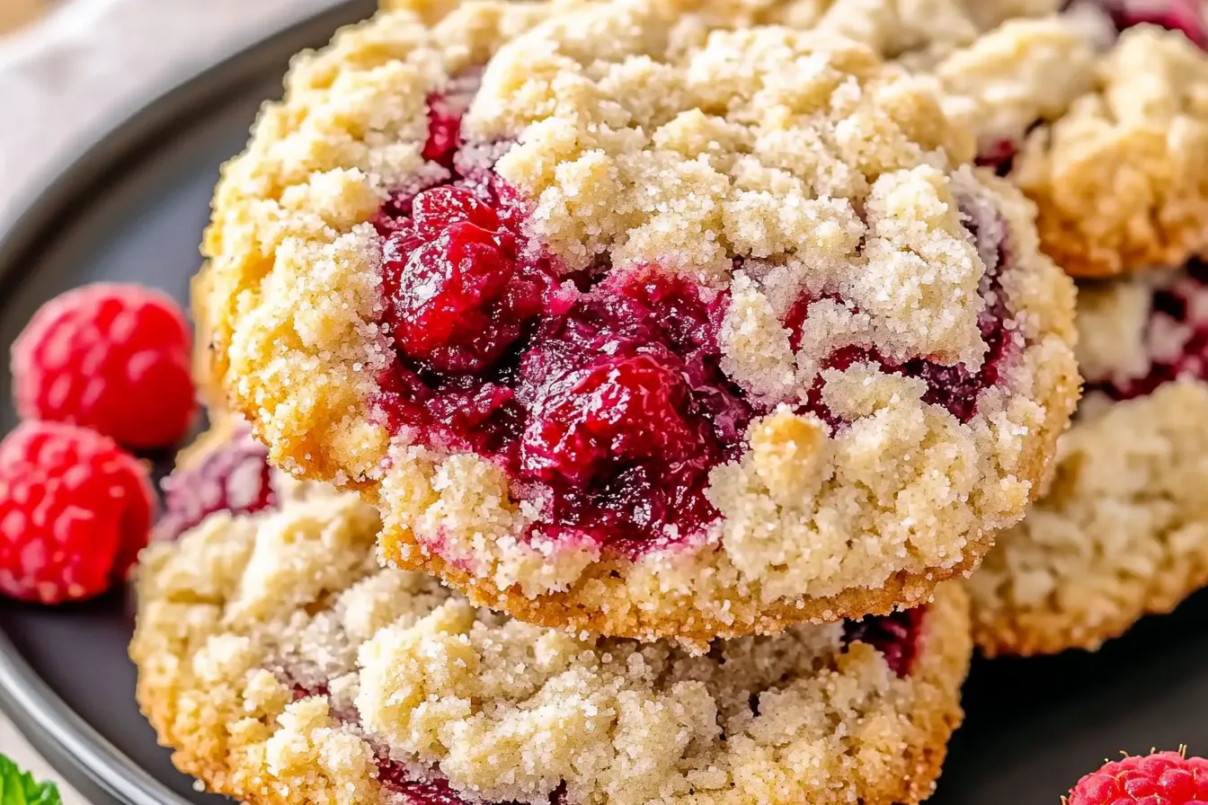 RASPBERRY CRUMBLE COOKIES