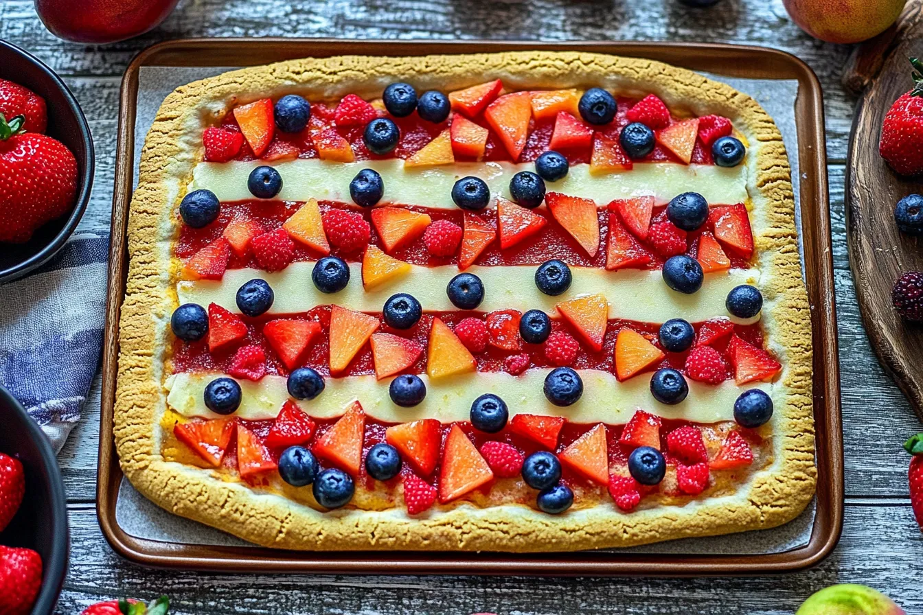 SUGAR COOKIE FLAG FRUIT PIZZA