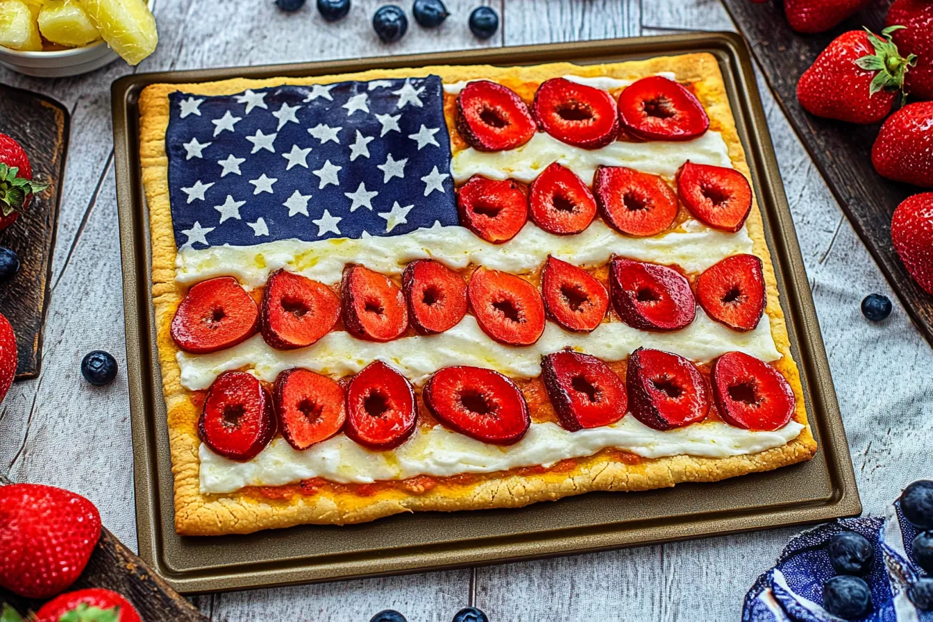 SUGAR COOKIE FLAG FRUIT PIZZA