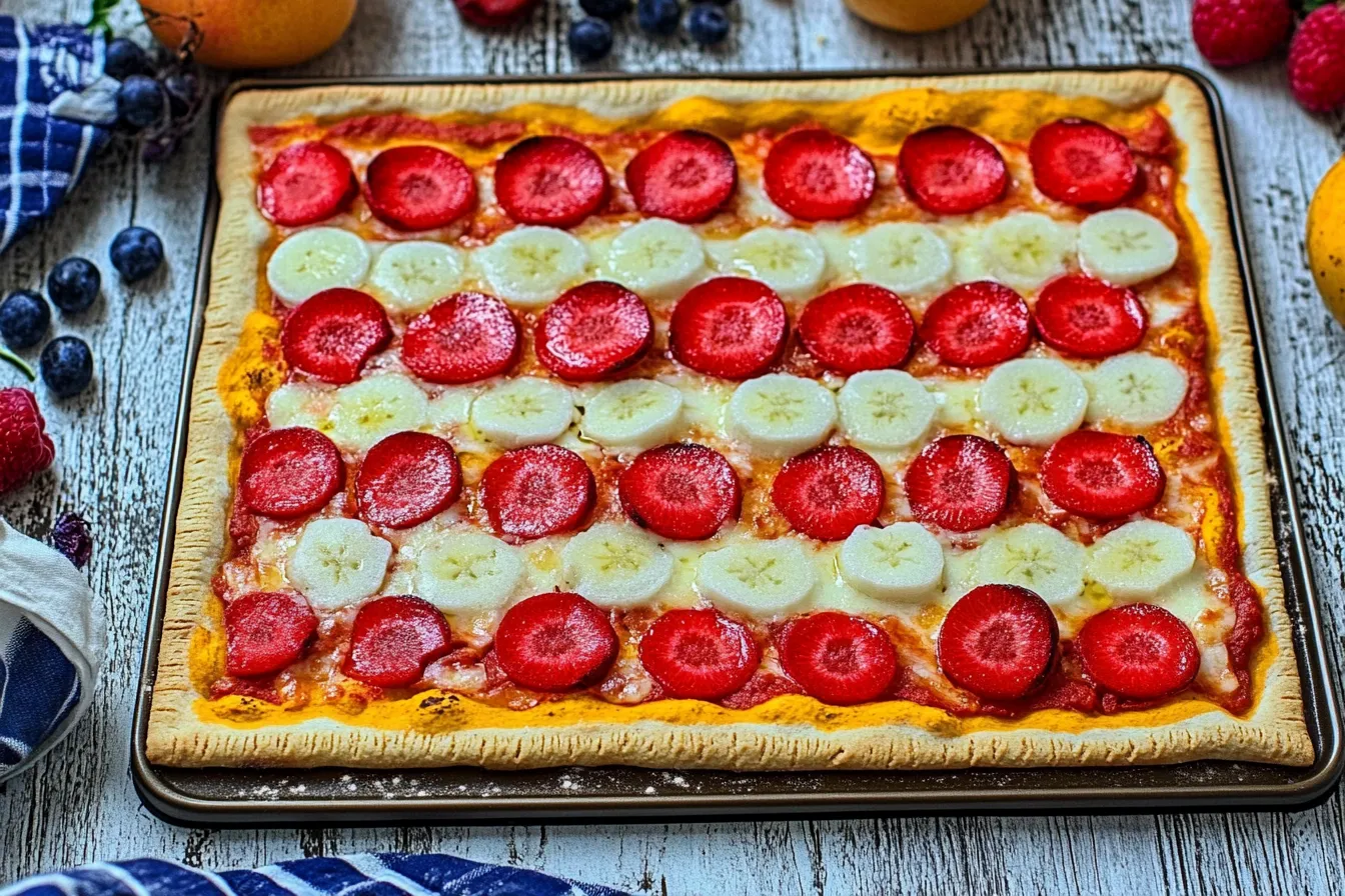 SUGAR COOKIE FLAG FRUIT PIZZA