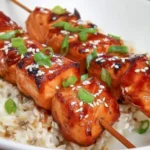ASIAN SALMON SKEWERS WITH SPICY YOGURT SAUCE