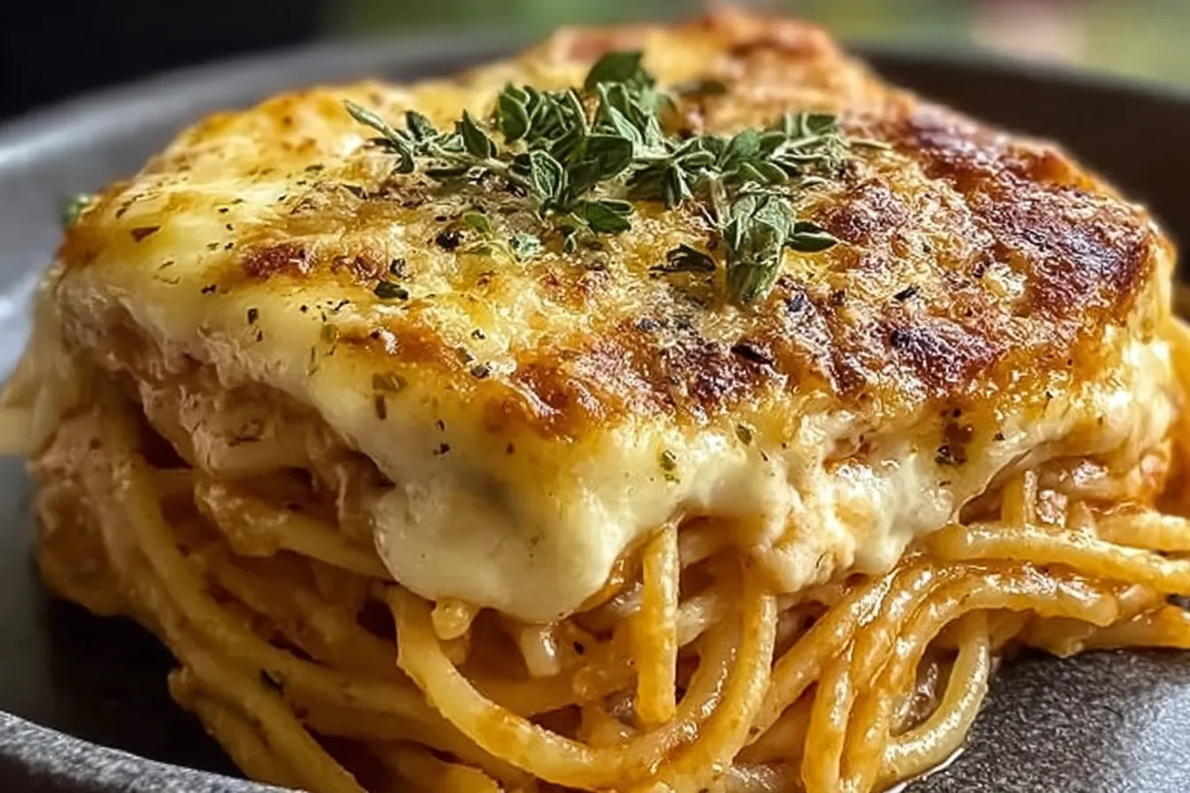 Baked Cream Cheese Spaghetti Casserole
