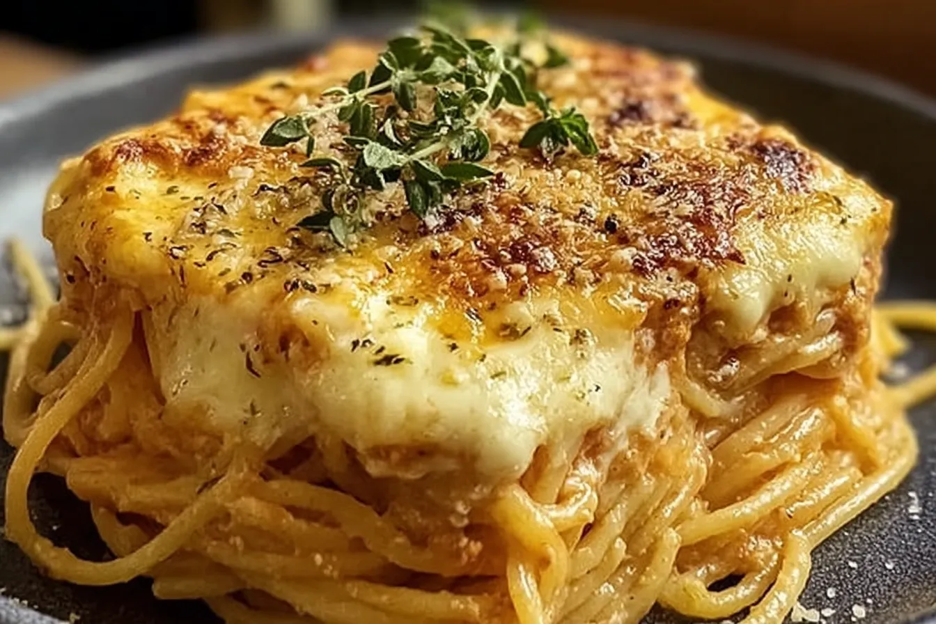 Baked Cream Cheese Spaghetti Casserole
