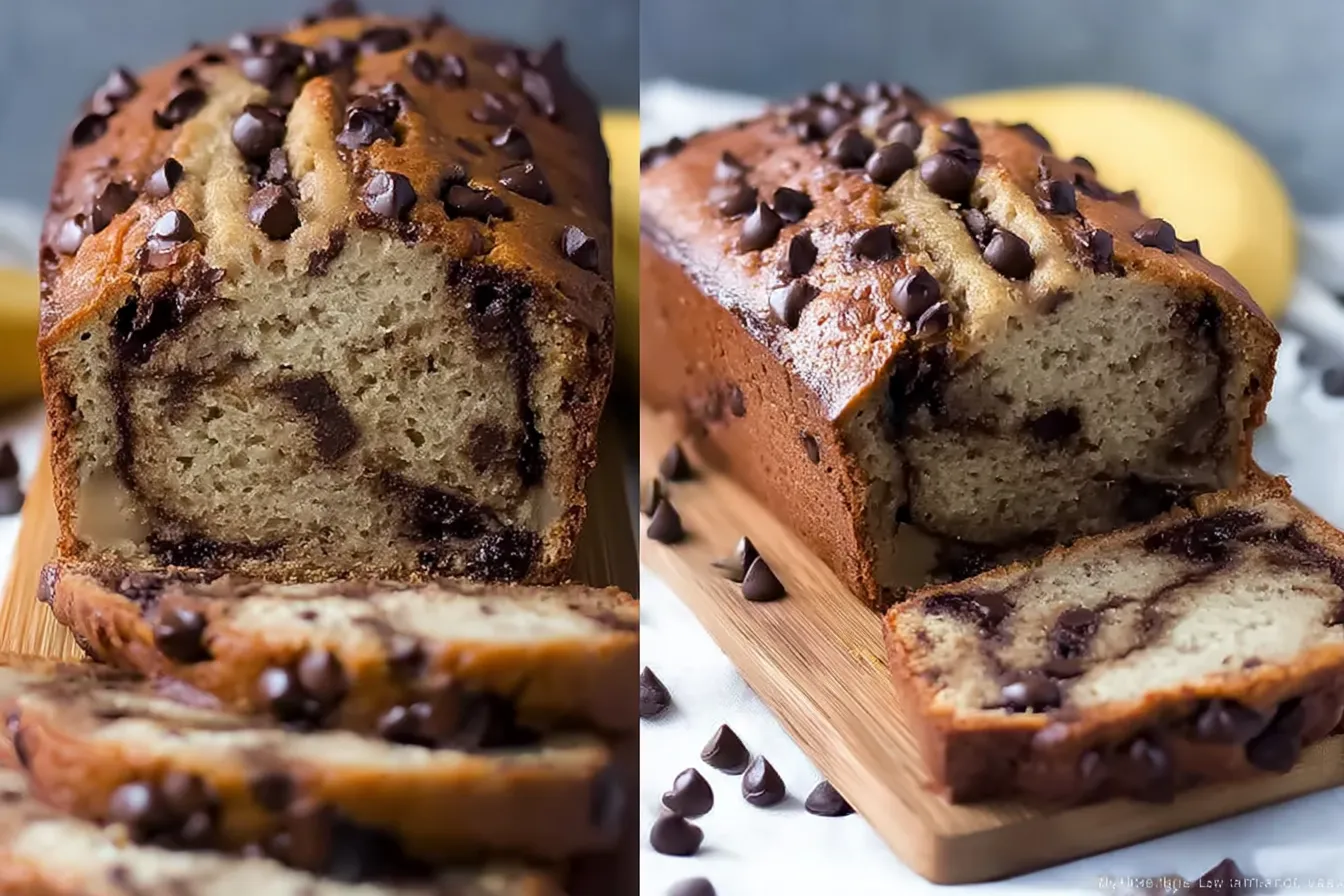 CHOCOLATE CHIP CINNAMON SWIRL BANANA BREAD