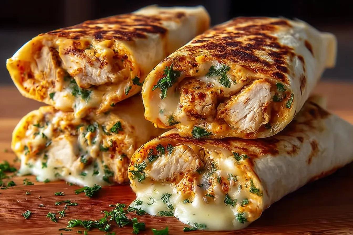 Cheesy Garlic Chicken Wraps