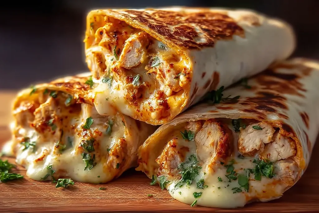Cheesy Garlic Chicken Wraps