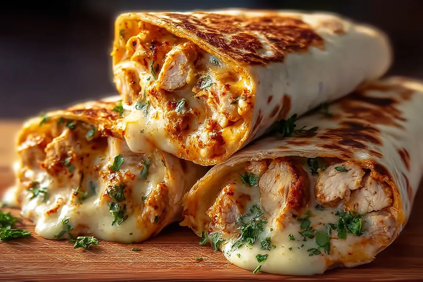Cheesy Garlic Chicken Wraps