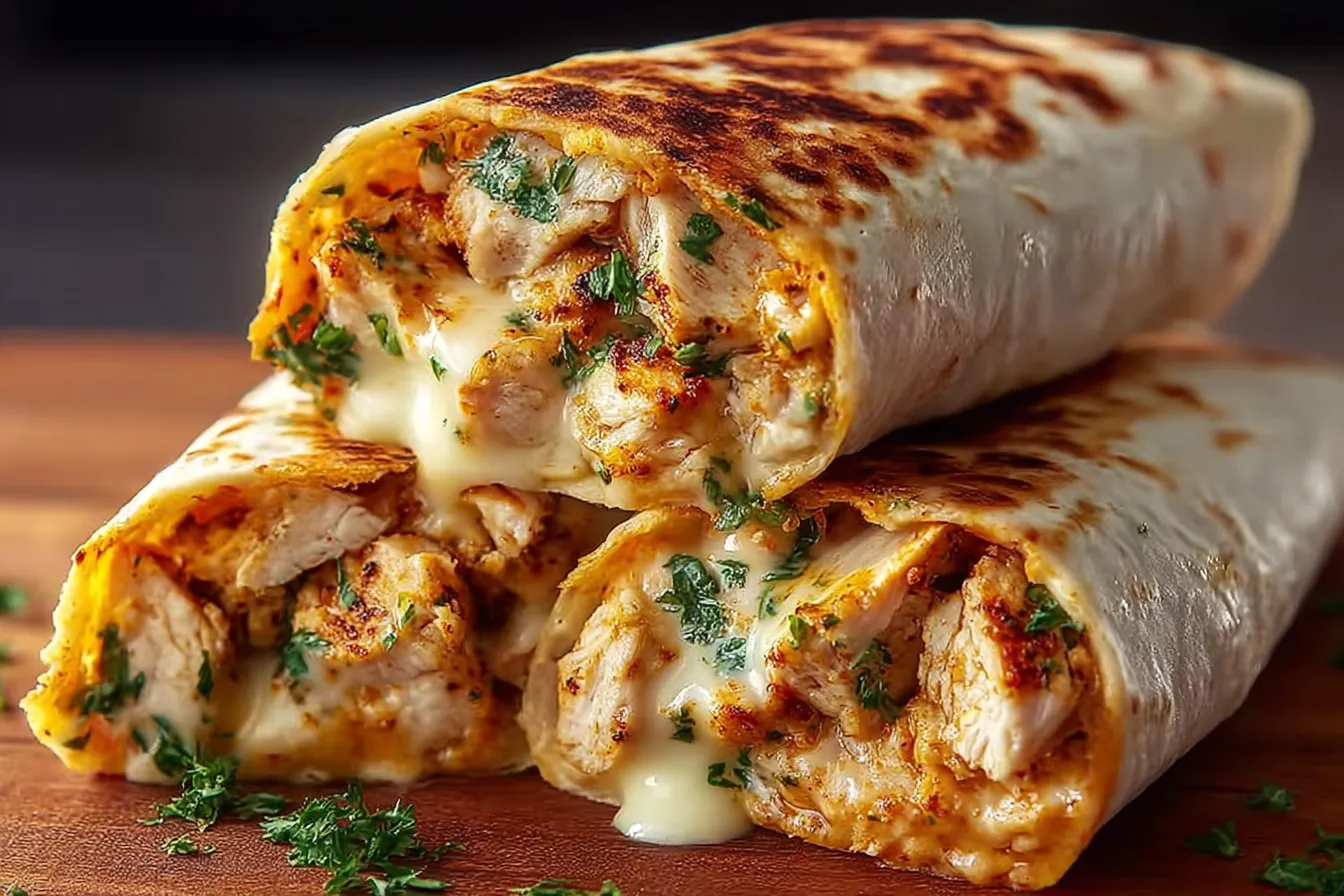 Cheesy Garlic Chicken Wraps