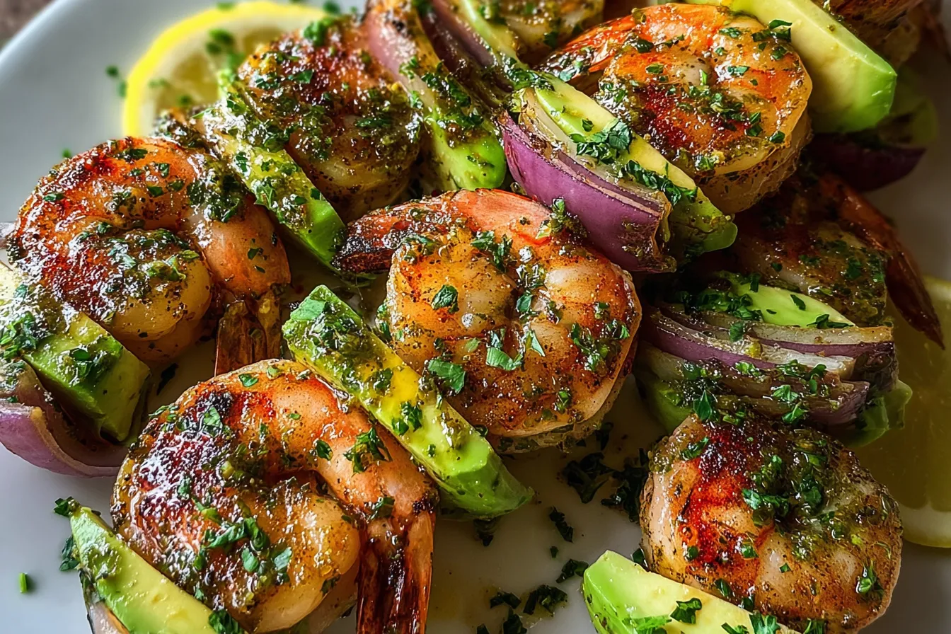 Garlic Shrimp Avocado Skewers