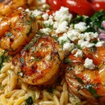 Lemon Feta Orzo Roasted Shrimp