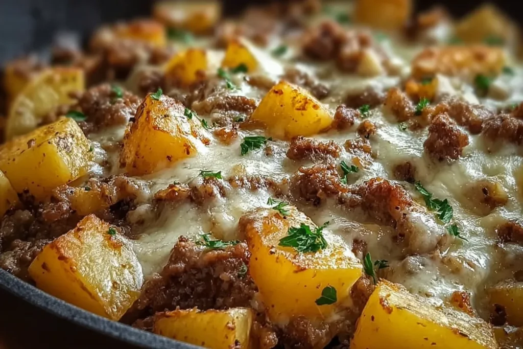 OnePan Cheesy Meat and Potato Skillet