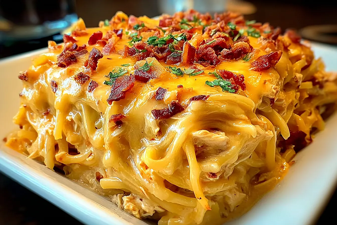 SPICY SOUTHERN CHEESY CHICKEN SPAGHETTI CASSEROLE