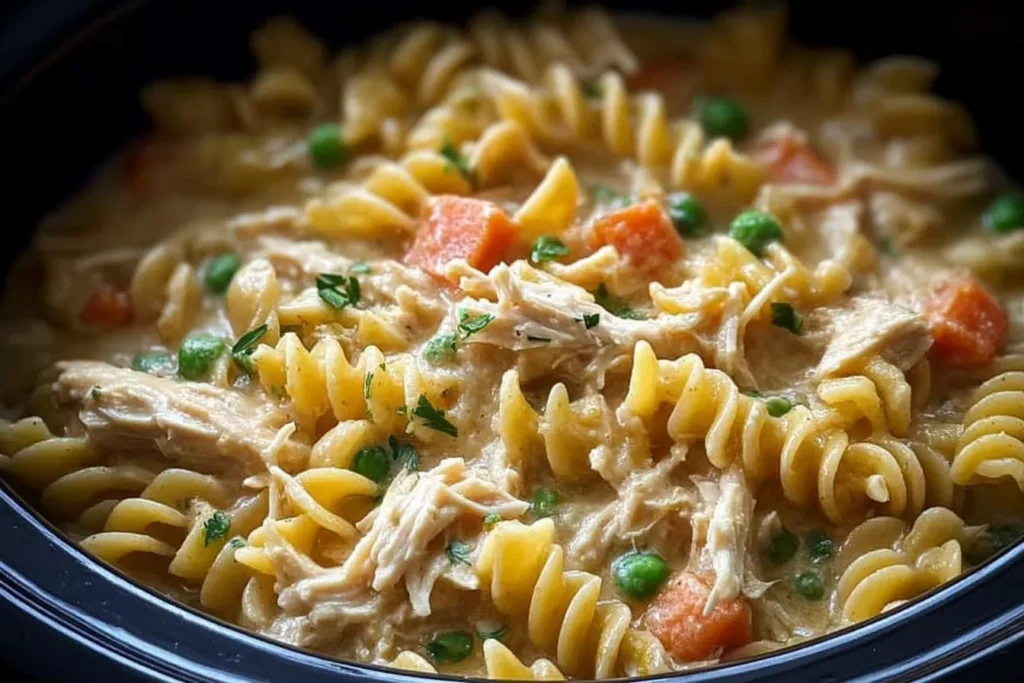 Slow Cooker Chicken Pot Pie Pasta